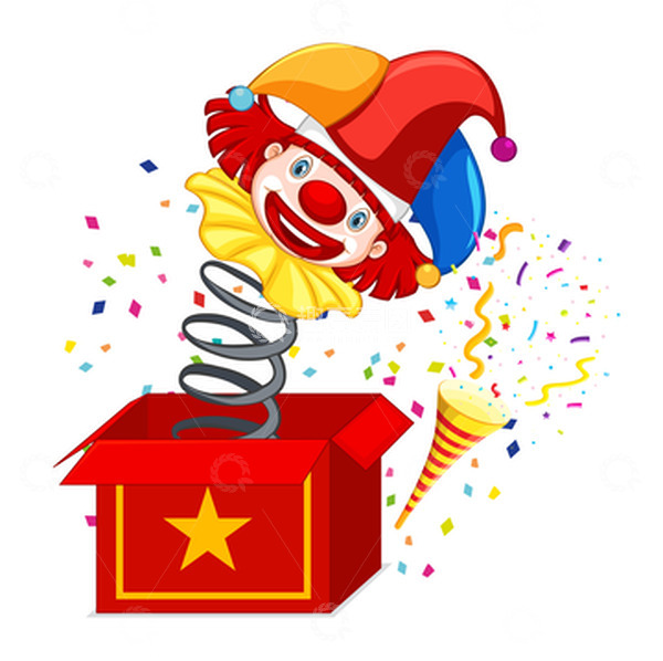源文件下载【趣麦麦图】愚人节小丑惊吓盒子整蛊彩带彩纸