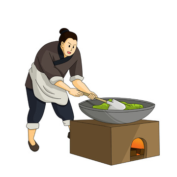 古风人物炒茶场景元素
