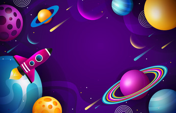 宇宙飞船星球太空矢量星系月球