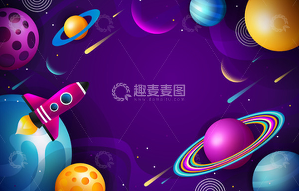 源文件下载【趣麦麦图】-宇宙飞船星球太空矢量星系月球