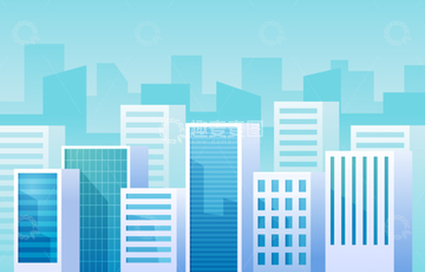 源文件下载【趣麦麦图】-扁平城市建筑高楼简约背景城市剪影