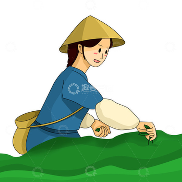 源文件下载【趣麦麦图】采茶女人卡通手绘图
