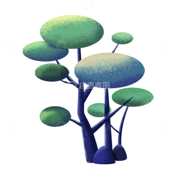 源文件下载【趣麦麦图】树木噪点风格插画植物元素