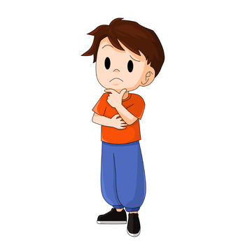 站立疑惑思考中的男孩少年