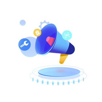 蓝色UI扁平插画喇叭装饰元素