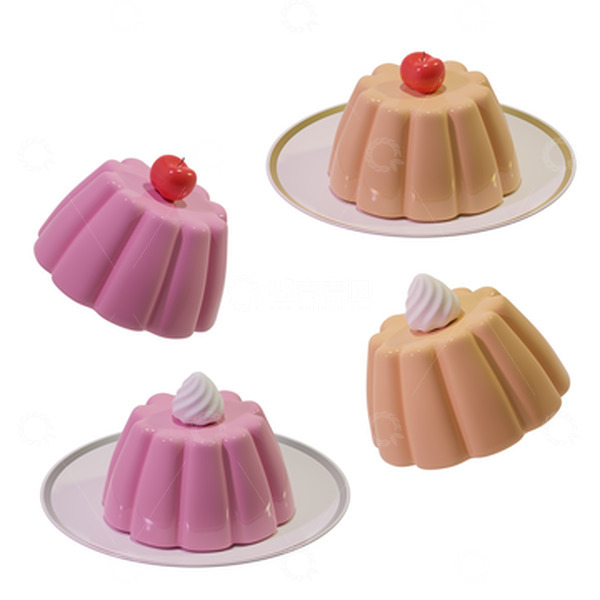 源文件下载【趣麦麦图】奶油水果果冻布丁蛋糕下午茶点心甜点美食