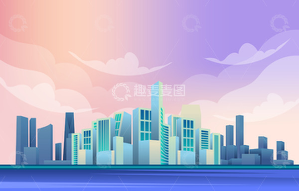 源文件下载【趣麦麦图】-城市简约矢量高楼建筑城市简约