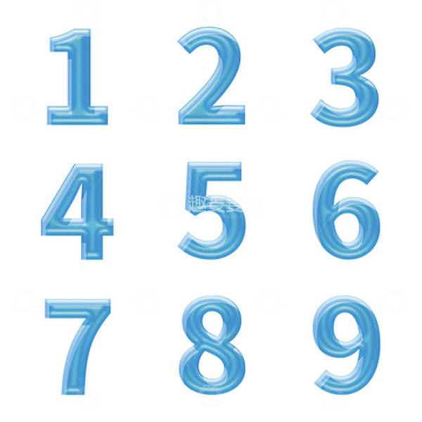 源文件下载【趣麦麦图】-蓝色半透明玻璃质感数字