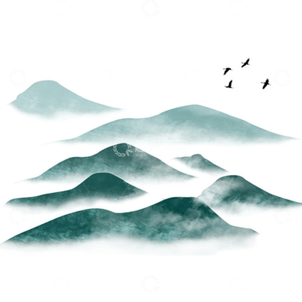 源文件下载【趣麦麦图】-国风山脉水墨国画元素