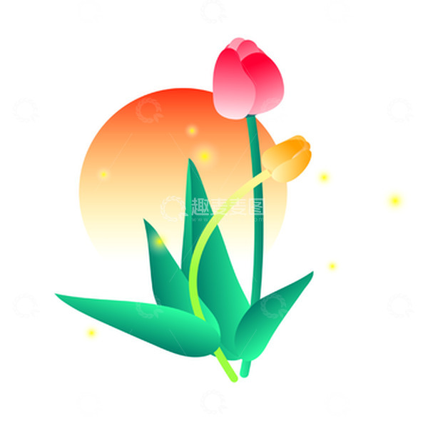 源文件下载【趣麦麦图】小清新花朵郁金香矢量元素