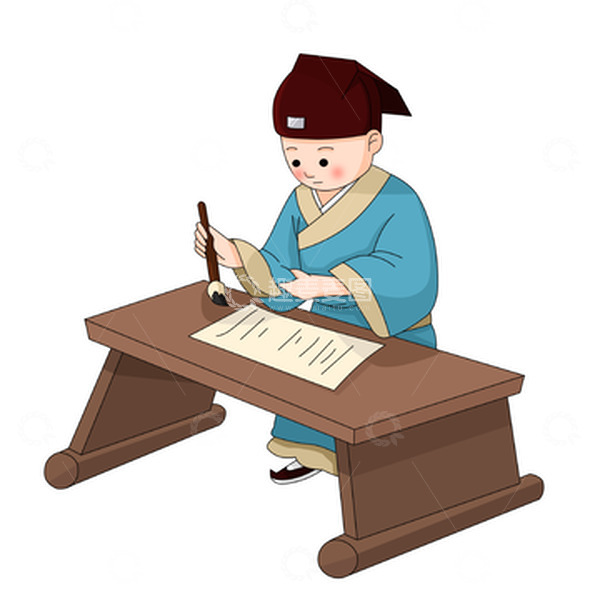 源文件下载【趣麦麦图】写书法的古风中式人物儿童元素