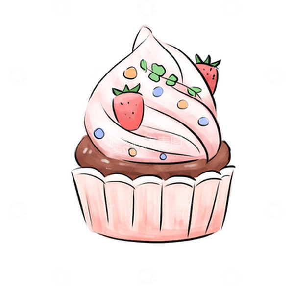 源文件下载【趣麦麦图】-卡通手绘水彩蛋糕甜点水果插画元素