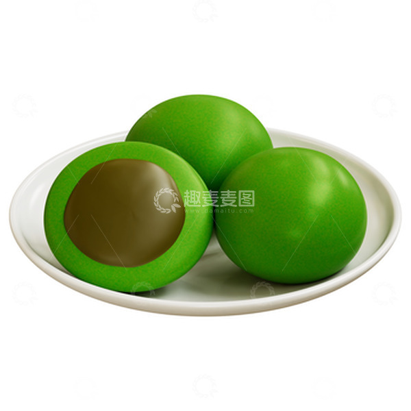 源文件下载【趣麦麦图】3D清明节食物豆沙青团