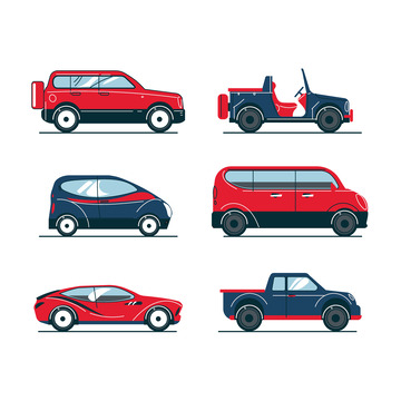卡通汽车车辆轿车交通工具汽车合集