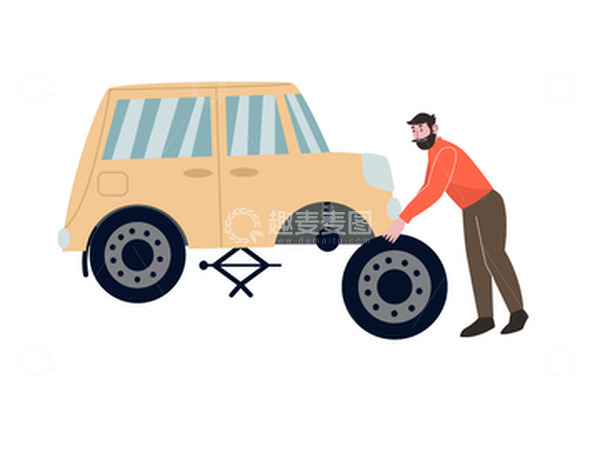 源文件下载【趣麦麦图】卡通汽车汽车修理修理工轿车车辆交通工具