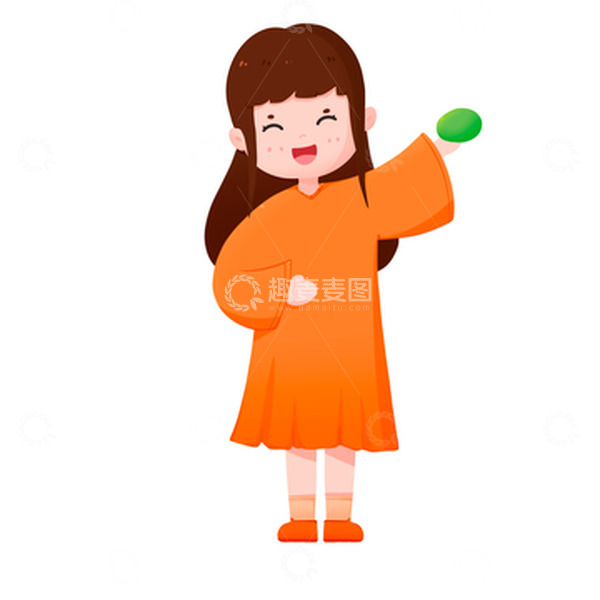 源文件下载【趣麦麦图】女孩清明节开心拿着青团免抠元素