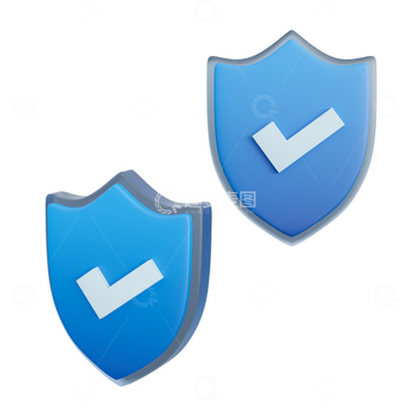 源文件下载【趣麦麦图】3D蓝色盾牌护盾图标