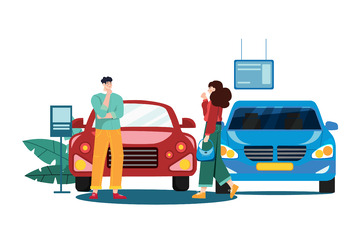 卡通汽车卡通人物轿车车辆交谈交通工具