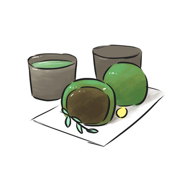 清明节青团春茶手绘插画元素