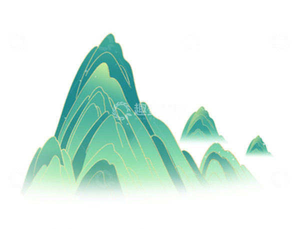 源文件下载【趣麦麦图】-国潮中国风山水烫金线元素