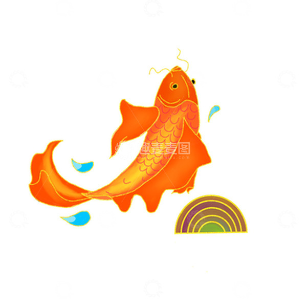 源文件下载【趣麦麦图】古风彩色幸运彩鲤