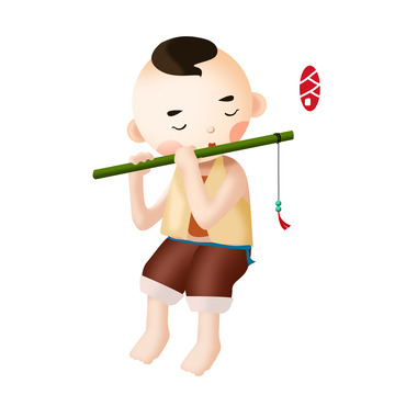 孩子儿童笛子清明节元素