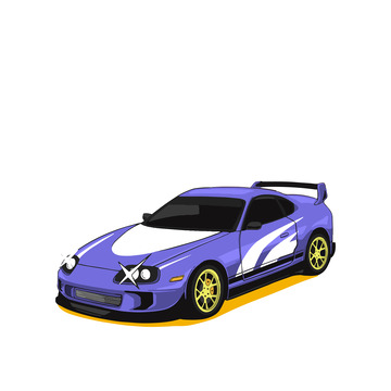 赛车跑车汽车交通工具卡通赛车矢量