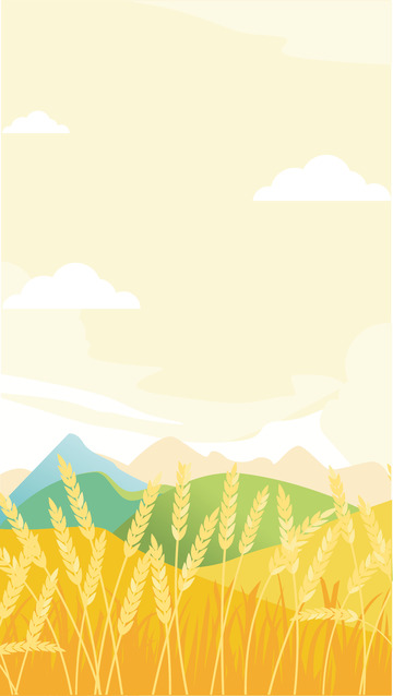 手绘麦田麦子风景插画背景