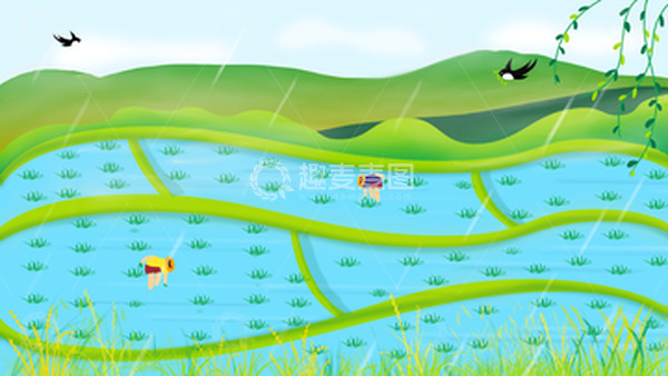 源文件下载【趣麦麦图】雨中的山野田间