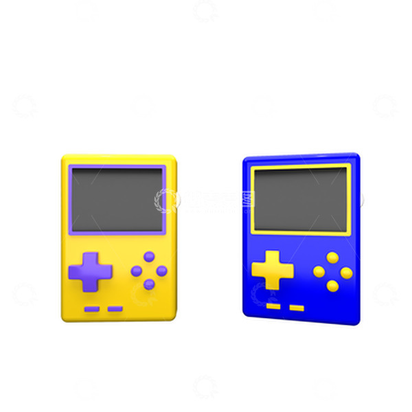 源文件下载【趣麦麦图】复古掌机游戏机3D立体模型元素