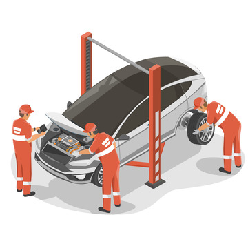 卡通汽车车辆维修修理维修工保养