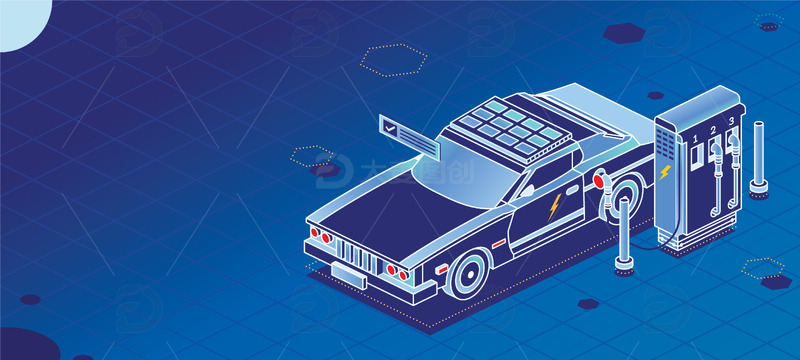 源文件下载【趣麦麦图】科技未来新能源充电充电桩科技背景