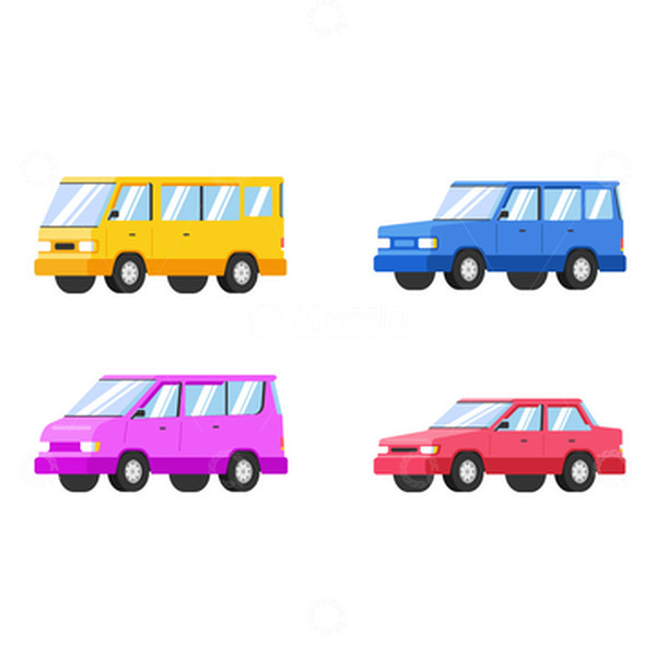 源文件下载【趣麦麦图】卡通车辆汽车车子面包车轿车矢量汽车
