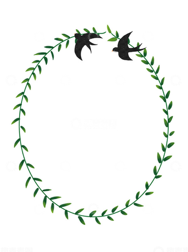 源文件下载【趣麦麦图】春分燕子柳条元素边框