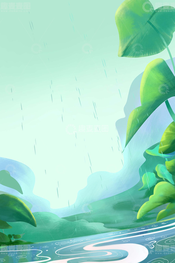 源文件下载【趣麦麦图】谷雨插画背景