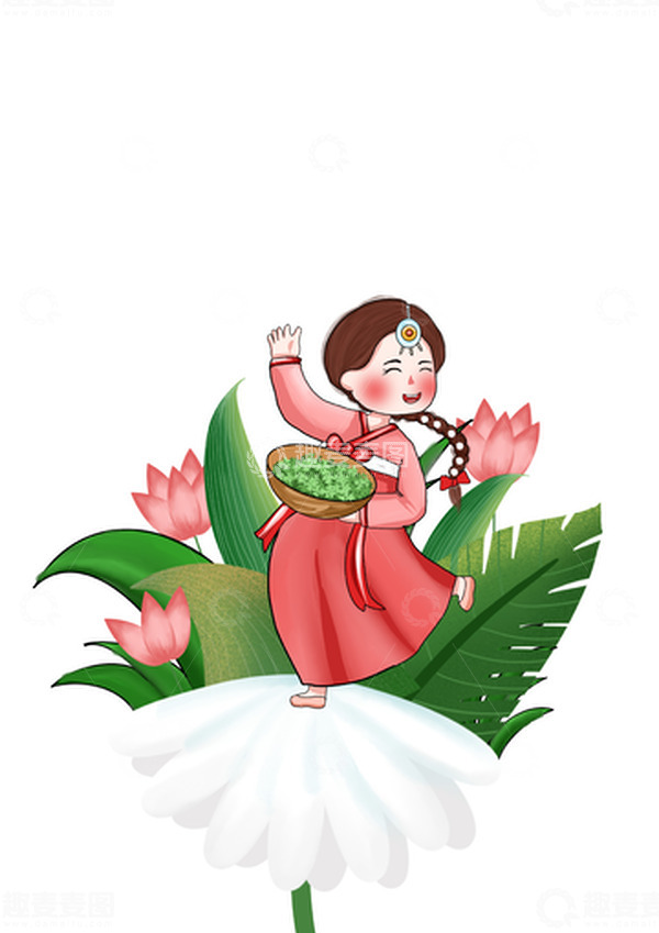 源文件下载【趣麦麦图】春茶茶叶朝鲜民族人物元素