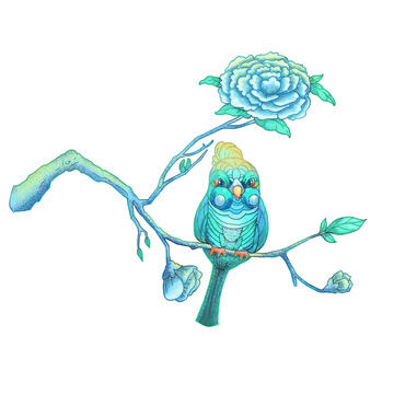 花鸟国风，树枝，动物，小鸟，花