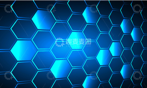 源文件下载【趣麦麦图】-科技光效蓝色未来蜂窝商务科技背景