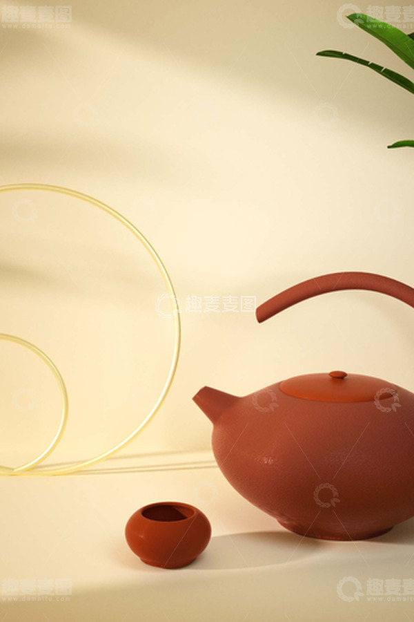 源文件下载【趣麦麦图】3D春茶茶壶简约C4D小场景