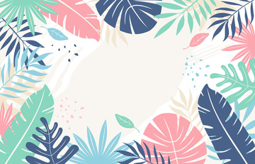 莫兰迪配色淡雅浅色植物叶子简约背景