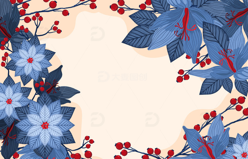 花朵果实叶子淡雅背景简约背景