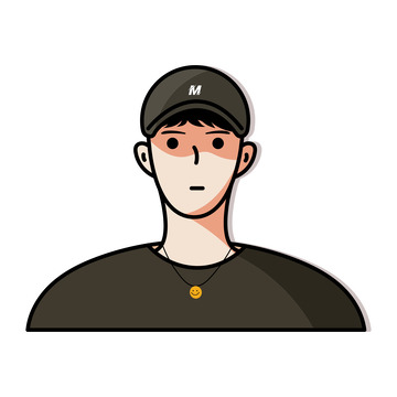 带帽子男生头像手绘人物插画