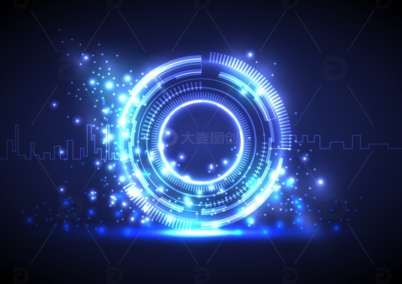 源文件下载【趣麦麦图】科技蓝色未来光效人工智能科技背景