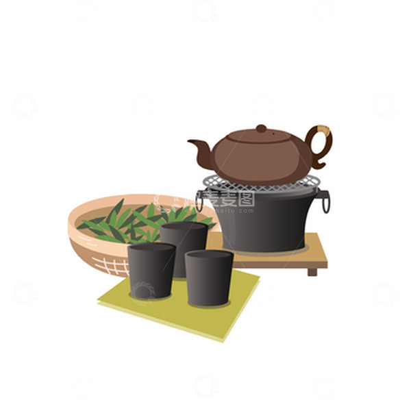 源文件下载【趣麦麦图】春茶节泡茶炒茶叶茶杯茶壶工具炭火围炉烤茶