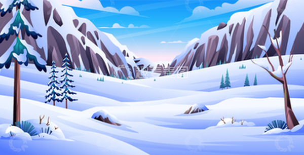 源文件下载【趣麦麦图】-冬天冬季雪地雪景积雪松树
