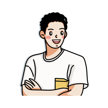 短发短袖男生头像手绘人物插画