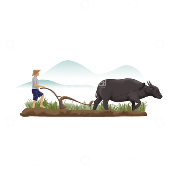 源文件下载【趣麦麦图】-春天春耕耕地手绘图