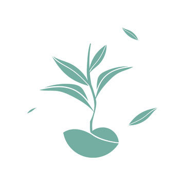 简约扁平春茶叶子