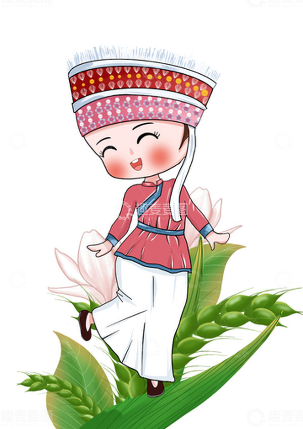 源文件下载【趣麦麦图】谷雨节气白族少数民族麦子元素