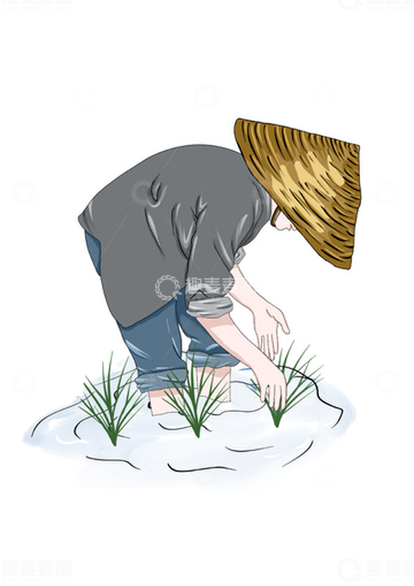 源文件下载【趣麦麦图】谷雨节气插秧元素